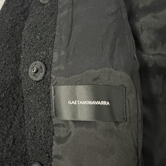 Gaetano Navarra Blazer Womens IT 40 Small Black Boucle Fringe Chain Italy Peplum - Picture 10 of 16